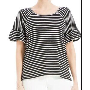 Max Studio Striped Short Sleeve Boatneck Top Women's Size 3XL Black & White NWT!